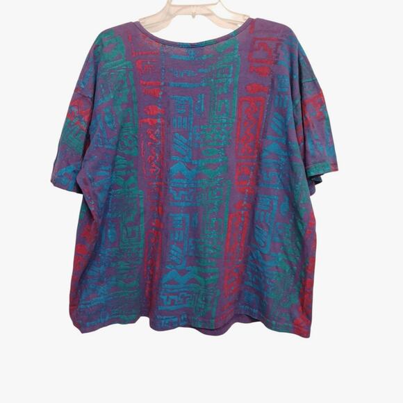 90s EZL Shirt One Size up to 1X Blue Purple Rasta Raggae Tropical Festival Boho - Picture 3 of 11